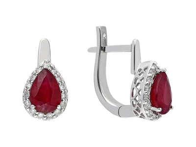 Diamond and drop ruby earrings