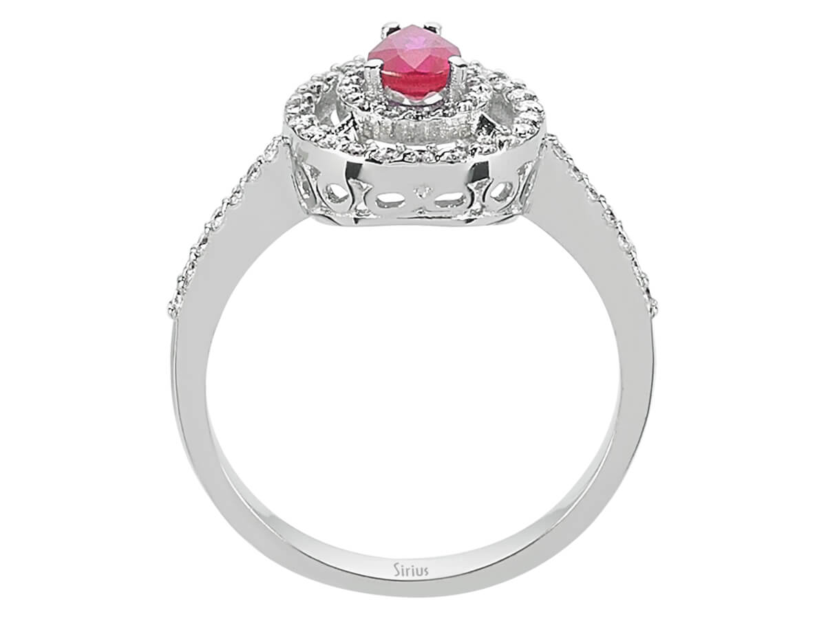 Diamant und Tropfen Rubin Ring - handgefertigter Diamantschmuck aus Feingold | Sirius Diamant