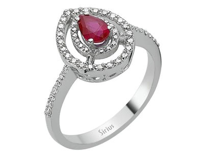 Diamond and Pear Ruby Ring