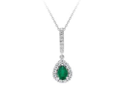 Diamond and drop emerald necklace