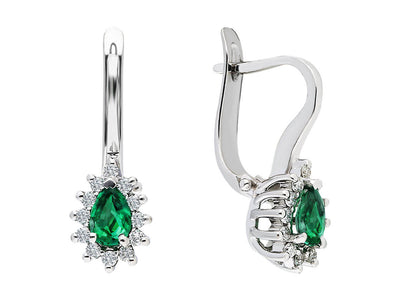 Diamond and drop emerald earrings in 333 8K gold