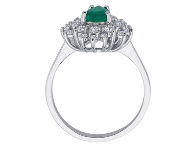 Neslişah ring with diamonds and drop-shaped emeralds