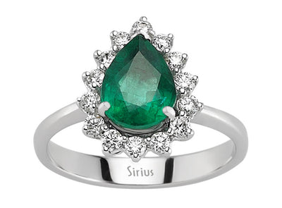 Diamond and pear emerald ring