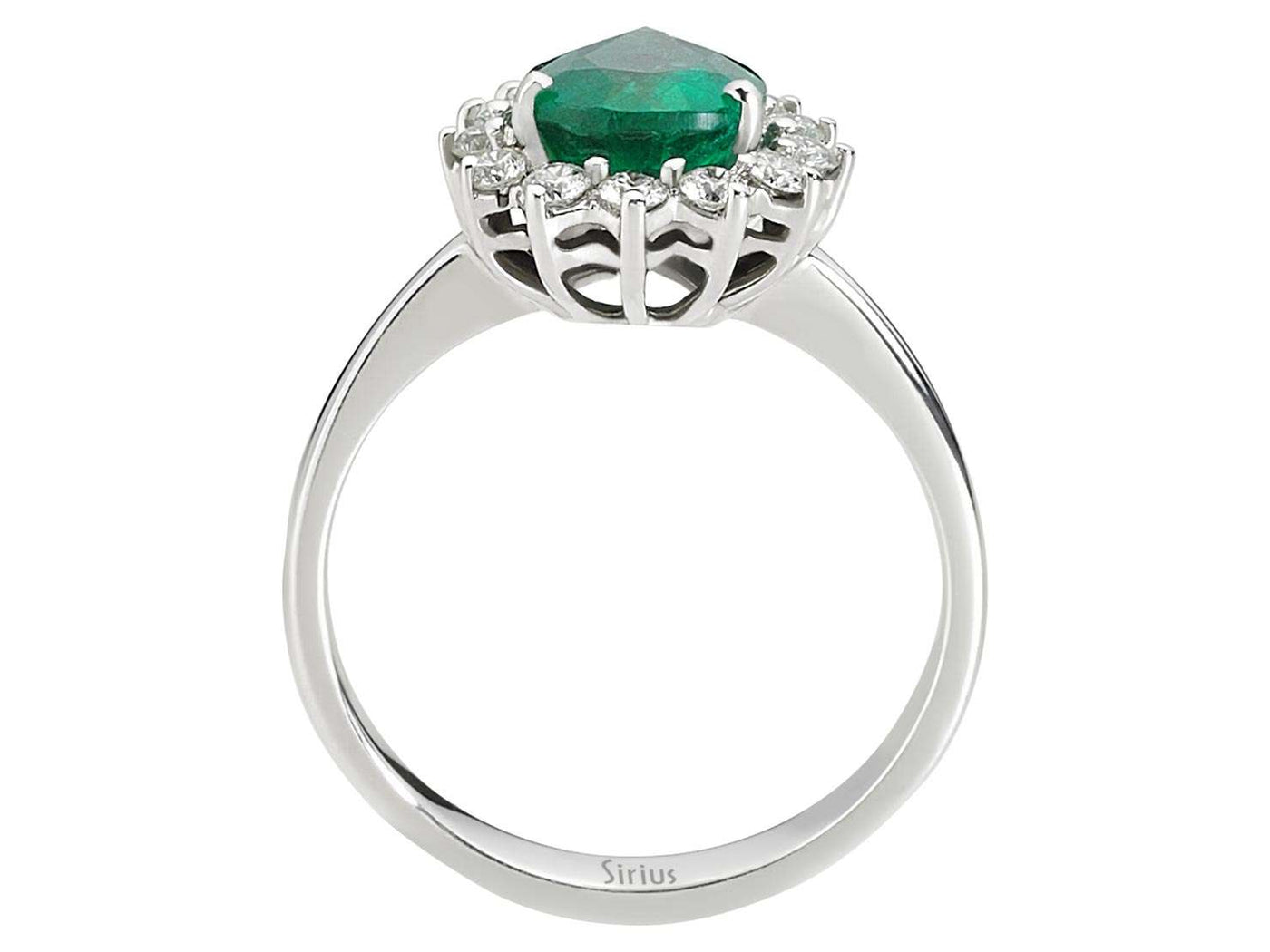 Diamond and pear emerald ring