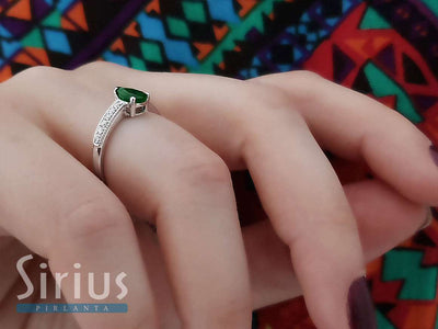 Diamond and Pear Emerald Ring
