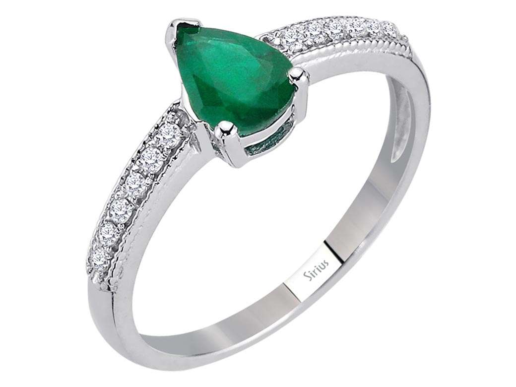 Diamant und Tropfen Smaragd Ring - handgefertigter Diamantschmuck aus Feingold | Sirius Diamant