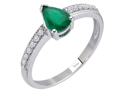 Diamond and Pear Emerald Ring