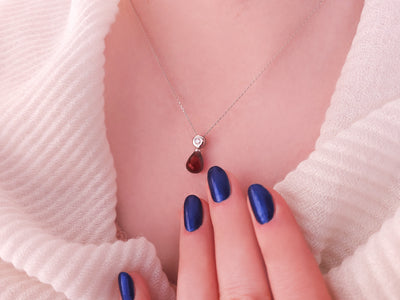 Diamond and Drop Garnet Necklace