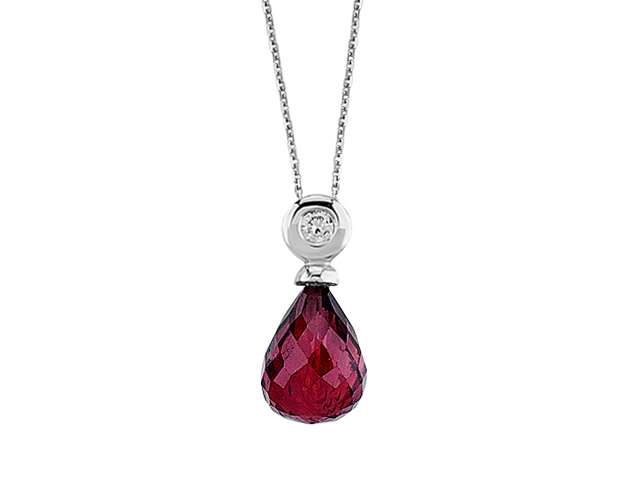 Diamond and Drop Garnet Necklace