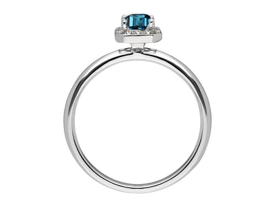 Diamond and Emerald Cut London Blue Topaz Ring