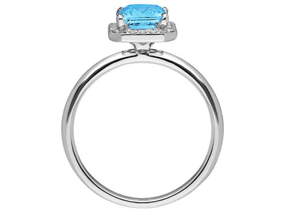 Diamond and Emerald Cut Blue Topaz Ring