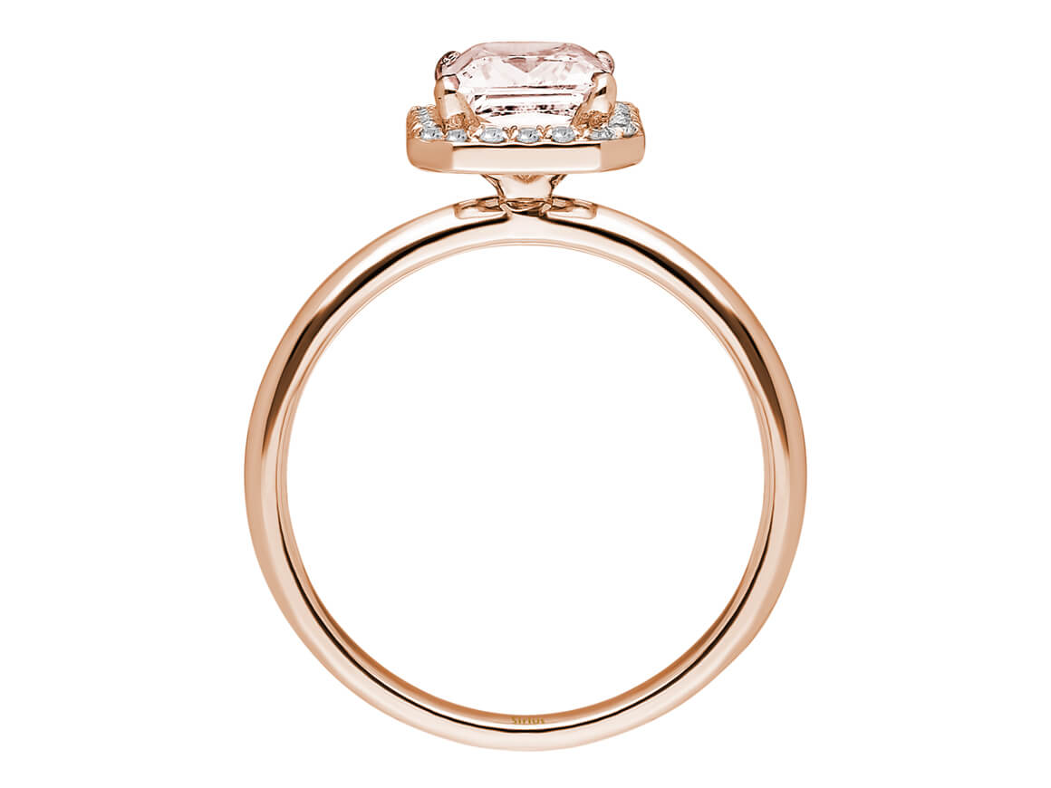 Diamant und Emerald Cut Morganit Ring - handgefertigter Diamantschmuck aus Feingold | Sirius Diamant