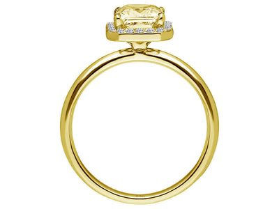 Diamond and Emerald Cut Citrine Ring