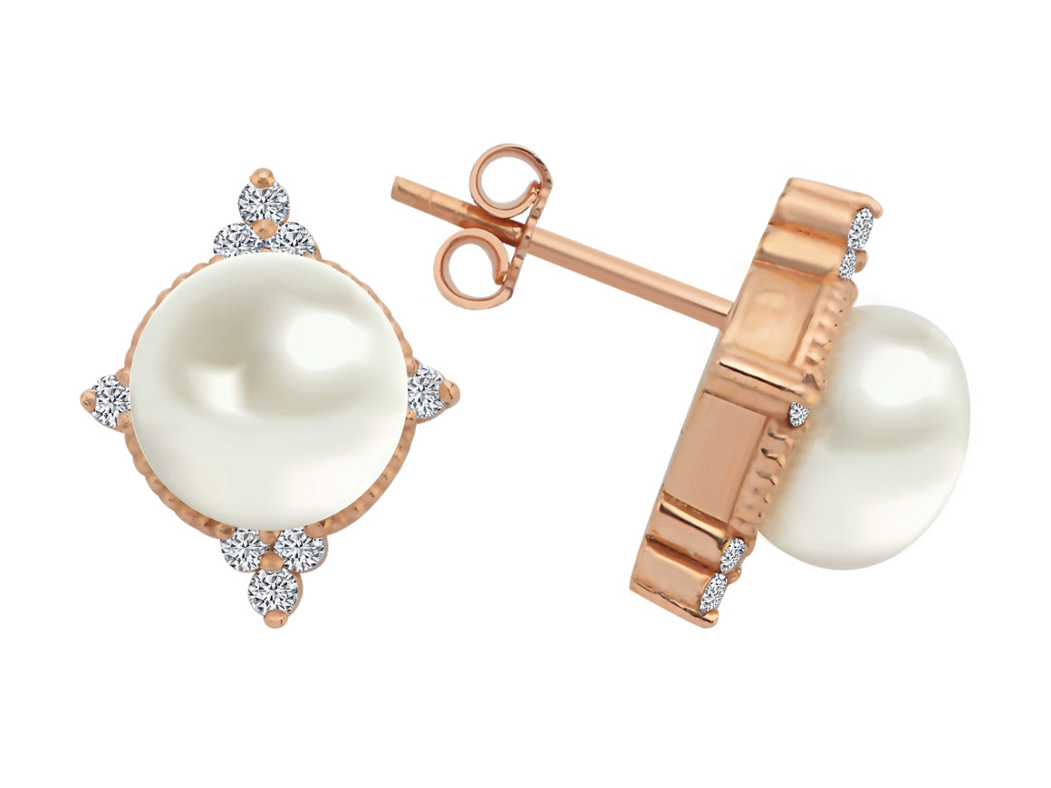 Moira Ohrringe mit Diamanten und Perlen - handgefertigter Diamantschmuck aus Feingold | Sirius Diamant