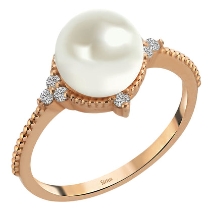 Moira Ring mit Diamanten und Perlen - handgefertigter Diamantschmuck aus Feingold | Sirius Diamant