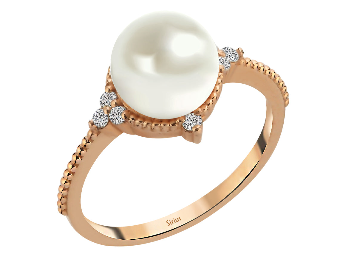 Moira Ring mit Diamanten und Perlen - handgefertigter Diamantschmuck aus Feingold | Sirius Diamant