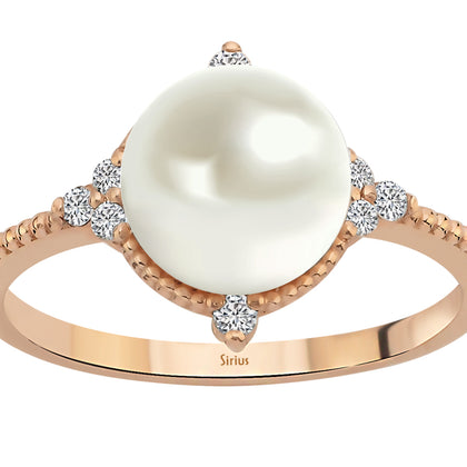 Moira Ring mit Diamanten und Perlen - handgefertigter Diamantschmuck aus Feingold | Sirius Diamant