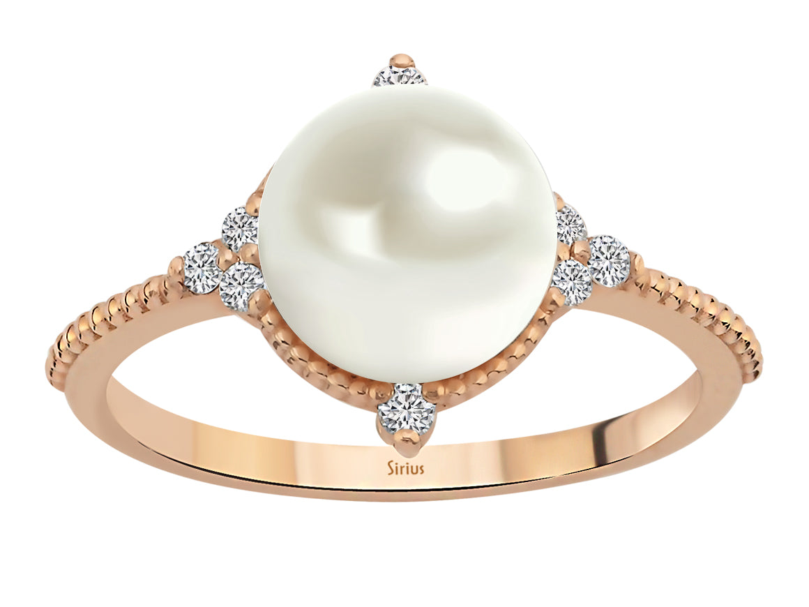 Moira Ring mit Diamanten und Perlen - handgefertigter Diamantschmuck aus Feingold | Sirius Diamant