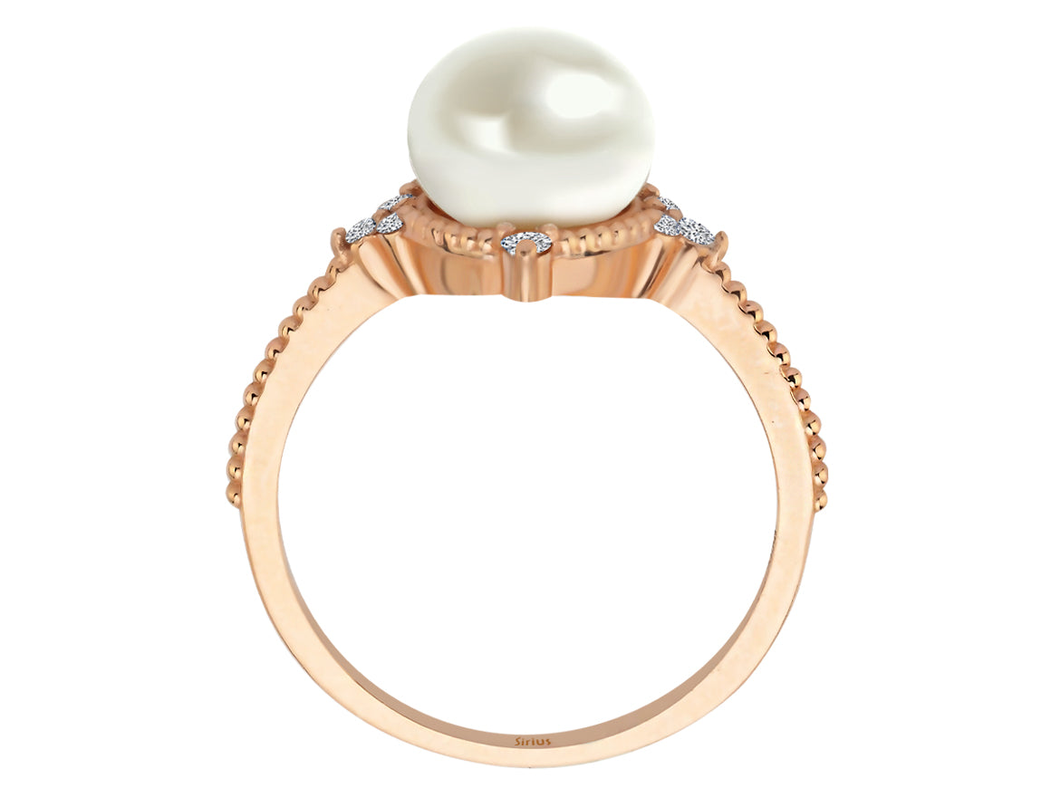 Moira Ring mit Diamanten und Perlen - handgefertigter Diamantschmuck aus Feingold | Sirius Diamant