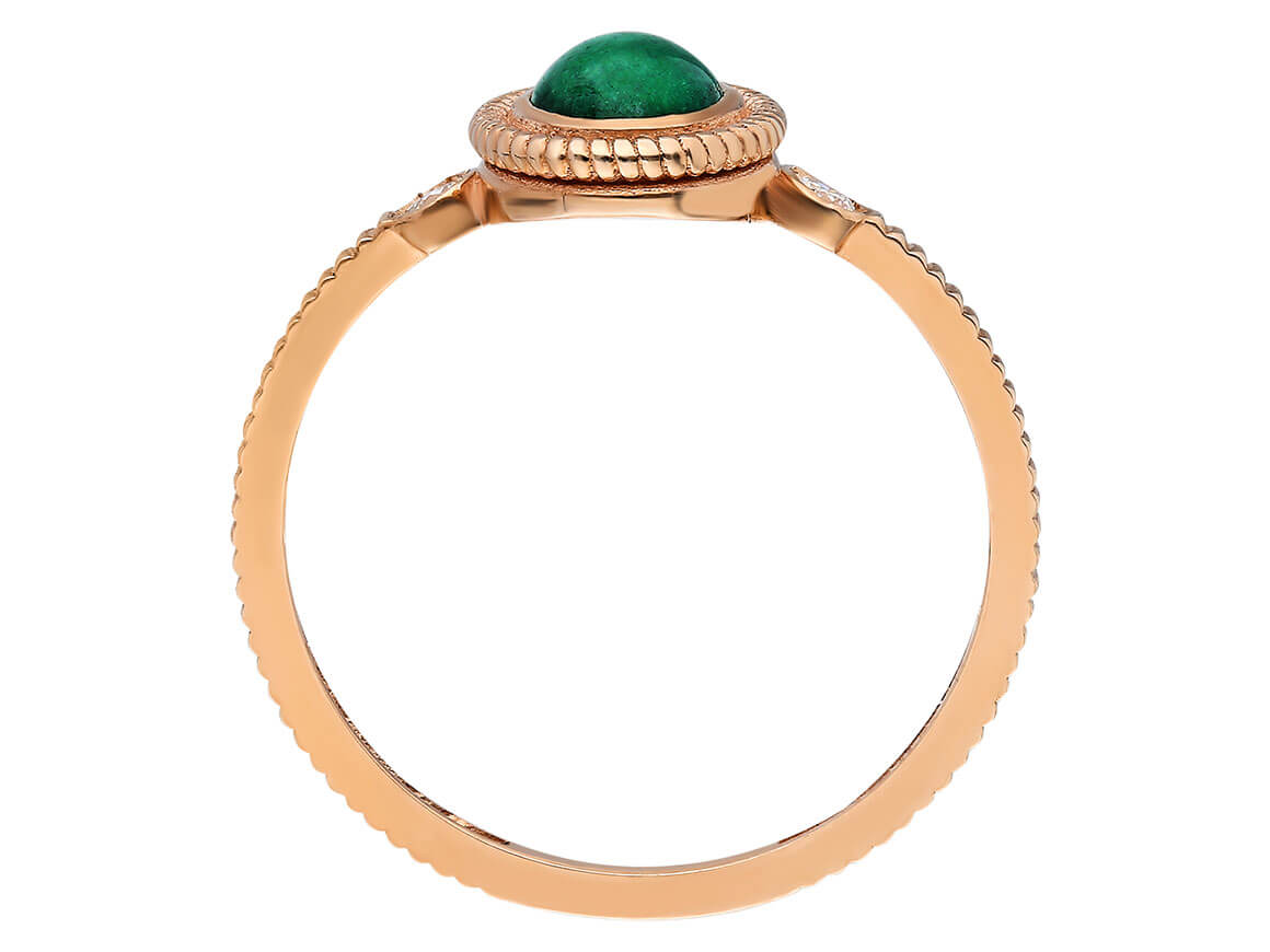 Diamond and cabochon-cut emerald ring