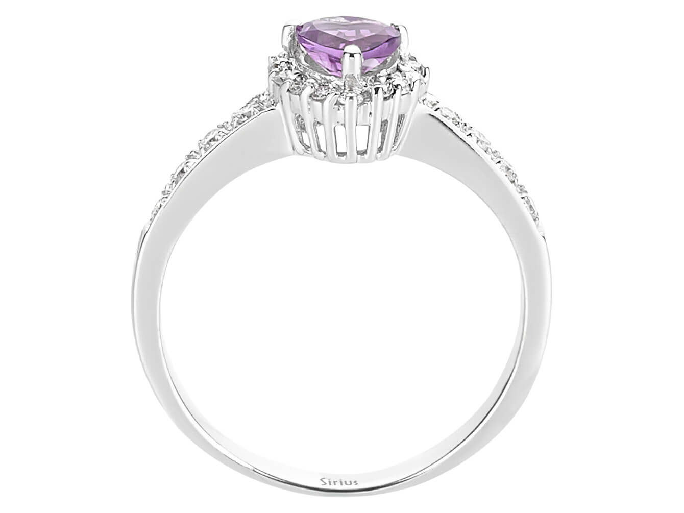 Diamond and Heart Cut Amethyst Ring