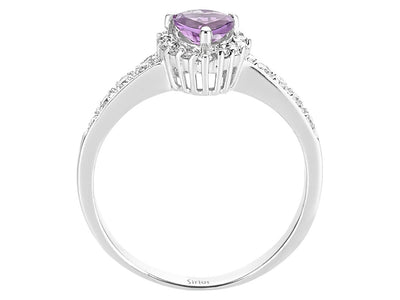 Diamond and Heart Cut Amethyst Ring