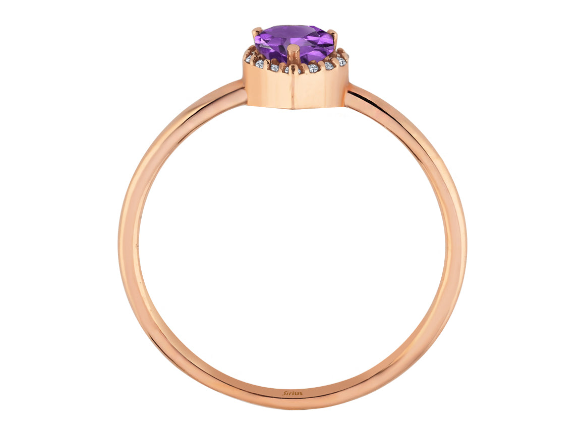 Diamond and Heart Cut Amethyst Ring