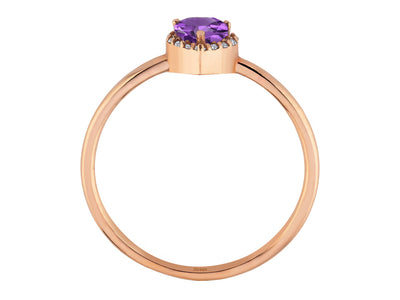Diamond and Heart Cut Amethyst Ring