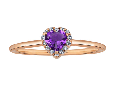 Diamond and Heart Cut Amethyst Ring