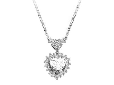 Diamant und Herz-Schliff Weißer Topas Collier
