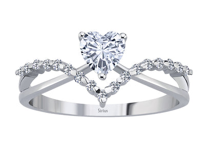 Nevbahar heart-shaped diamond and white topaz ring
