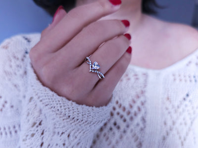 Nevbahar heart-shaped diamond and white topaz ring