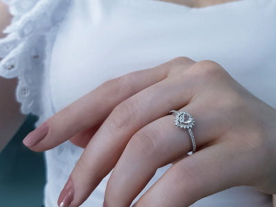Diamond and Heart Cut White Topaz Ring