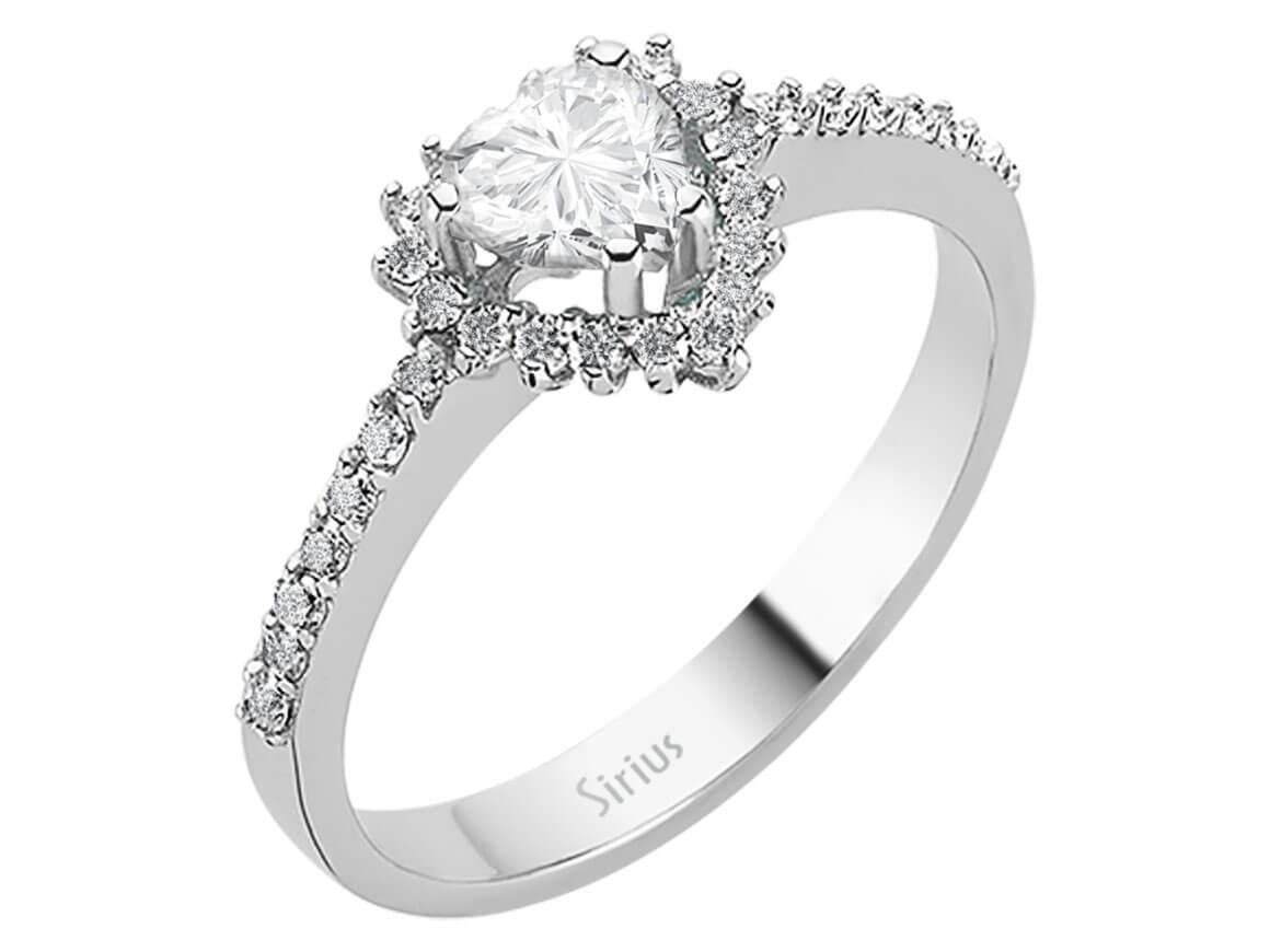 Diamond and Heart Cut White Topaz Ring