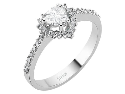 Diamond and Heart Cut White Topaz Ring