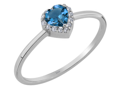 Amare diamond and heart ring with blue topaz
