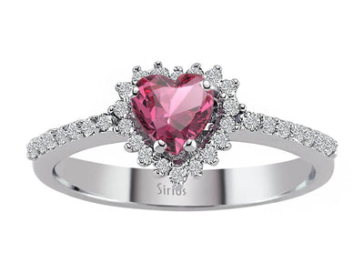 Diamond and Heart Cut Tourmaline Ring