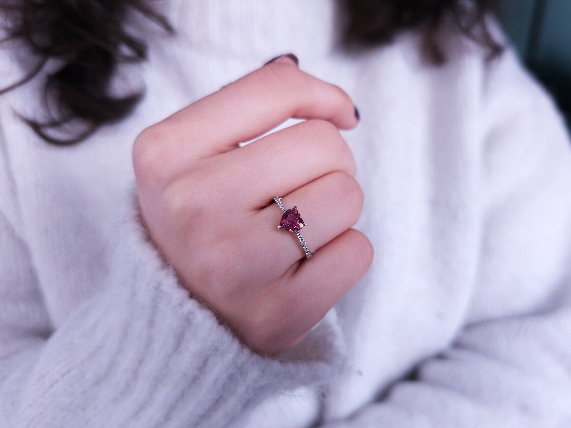 Diamond and Heart Cut Tourmaline Ring