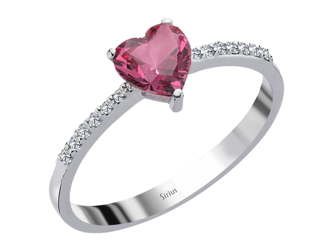 Diamond and Heart Cut Tourmaline Ring