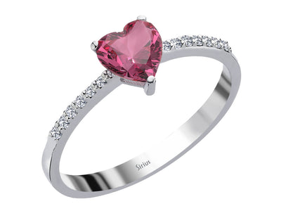 Diamond and Heart Cut Tourmaline Ring