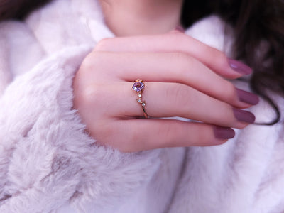Diamond ring with amethyst