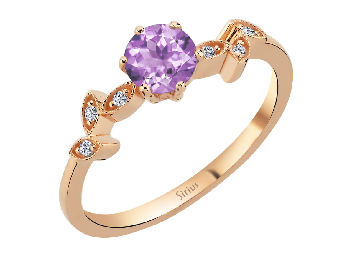 Diamond ring with amethyst
