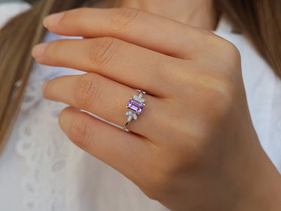 Diamond and Lilac Amethyst Ring