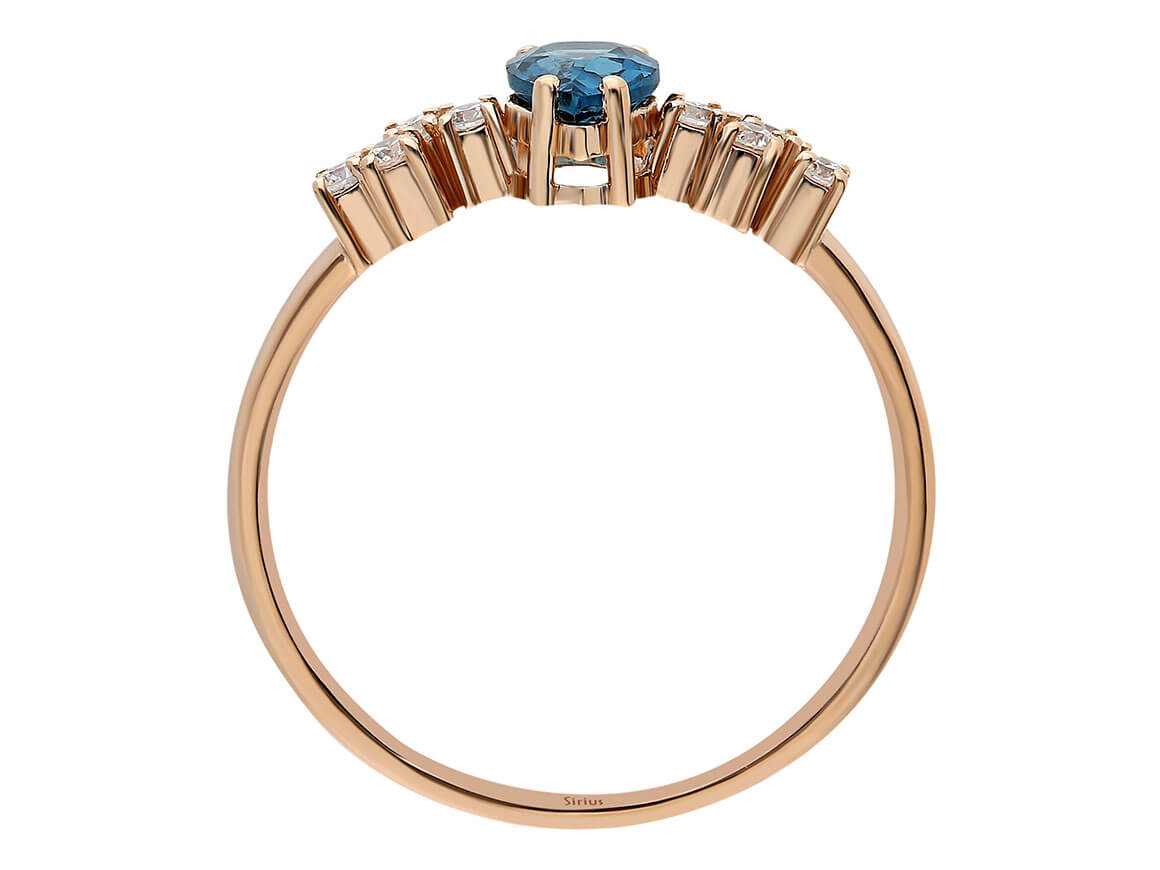 Diamant und London Blauer Topas Ring - handgefertigter Diamantschmuck aus Feingold | Sirius Diamant