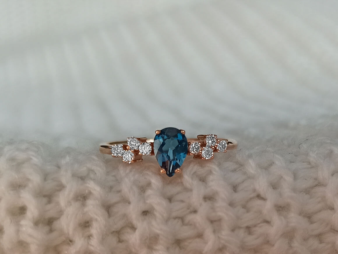 Diamond and London Blue Topaz Ring