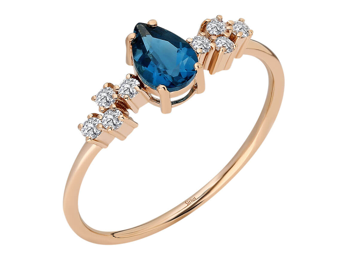 Diamant und London Blauer Topas Ring - handgefertigter Diamantschmuck aus Feingold | Sirius Diamant