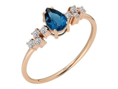 Diamond and London Blue Topaz Ring