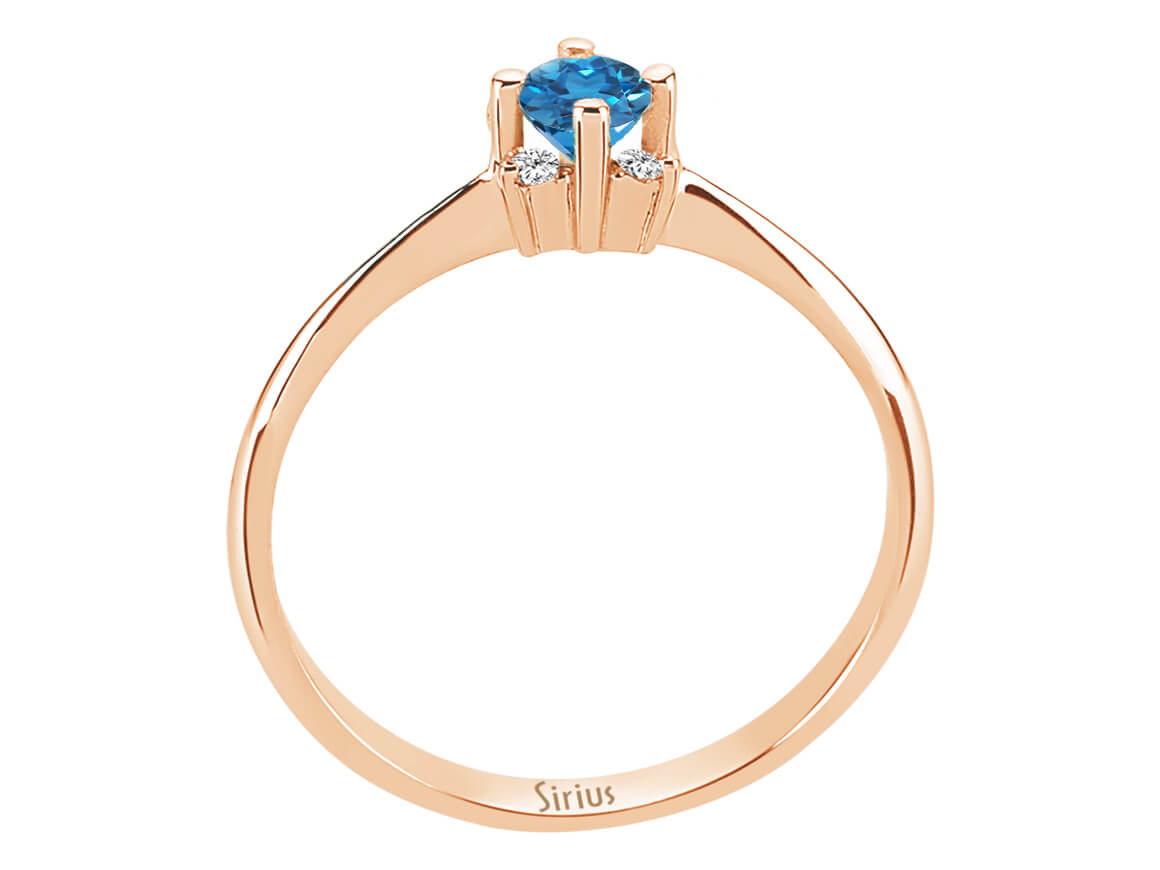 Diamant und London Blauer Topas Ring - handgefertigter Diamantschmuck aus Feingold | Sirius Diamant