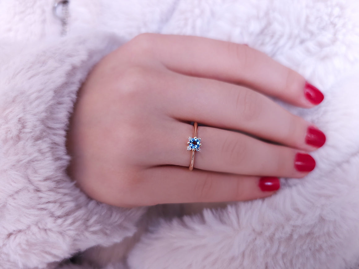 Diamond and London Blue Topaz Ring