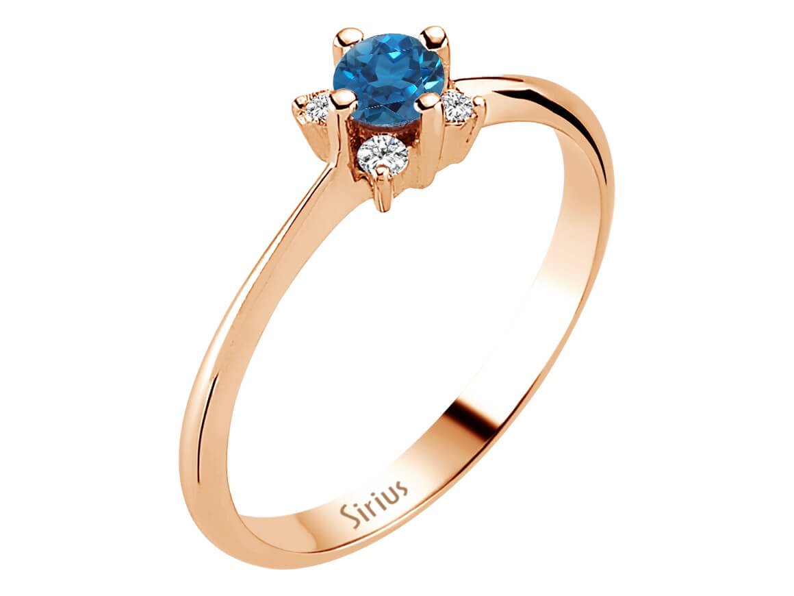 Diamant und London Blauer Topas Ring - handgefertigter Diamantschmuck aus Feingold | Sirius Diamant